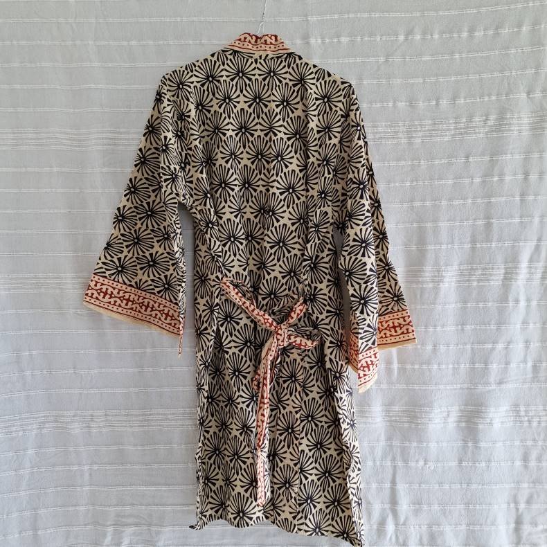Bomulds kimono bloktryk kort No.7