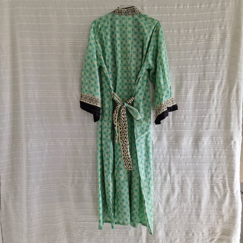Bomulds kimono bloktryk lang No.8