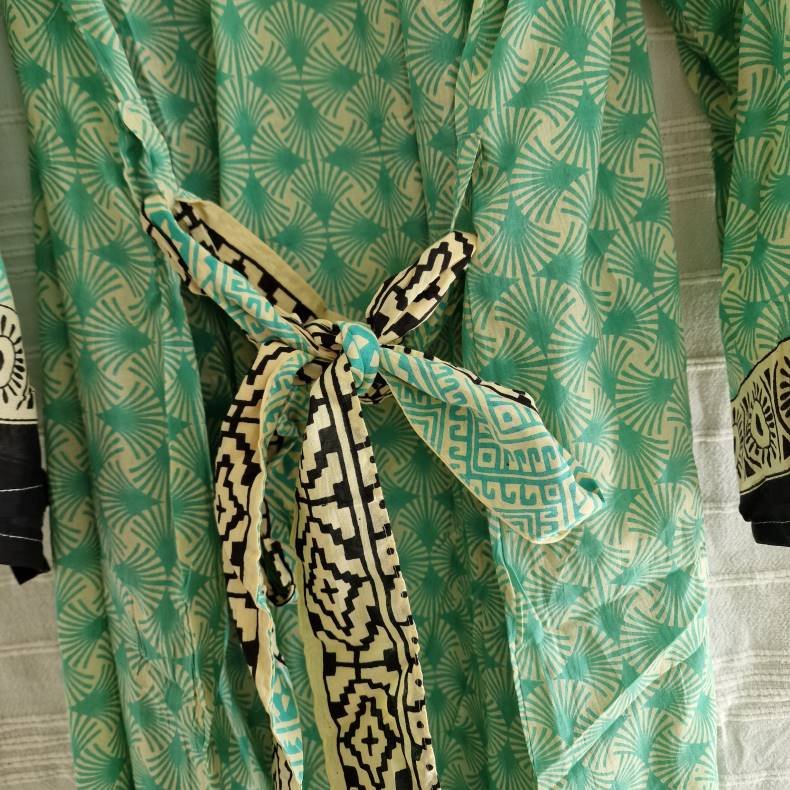 Bomulds kimono bloktryk lang No.8