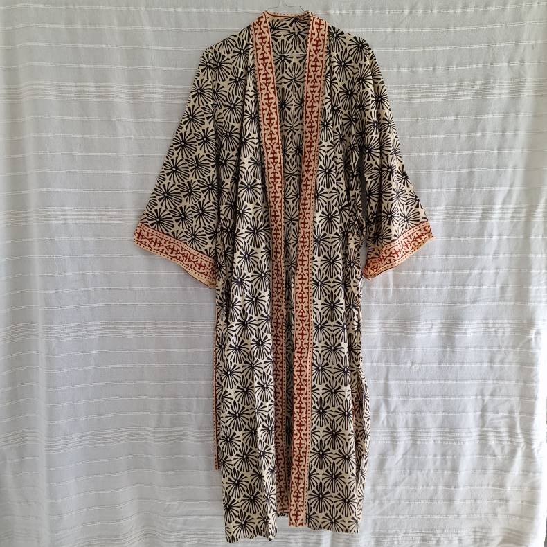 Bomulds kimono bloktryk lang No.9