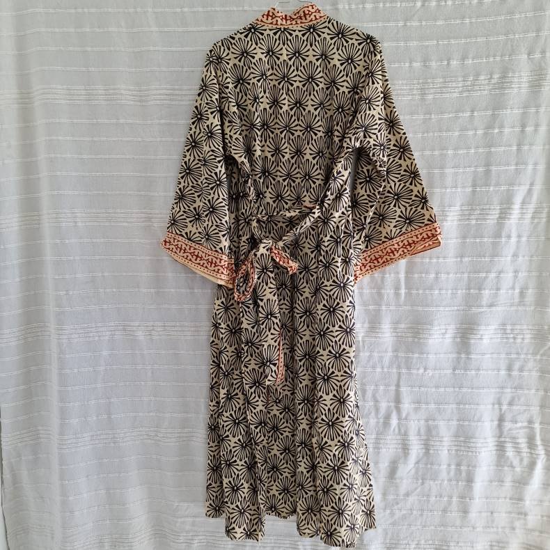 Bomulds kimono bloktryk lang No.9