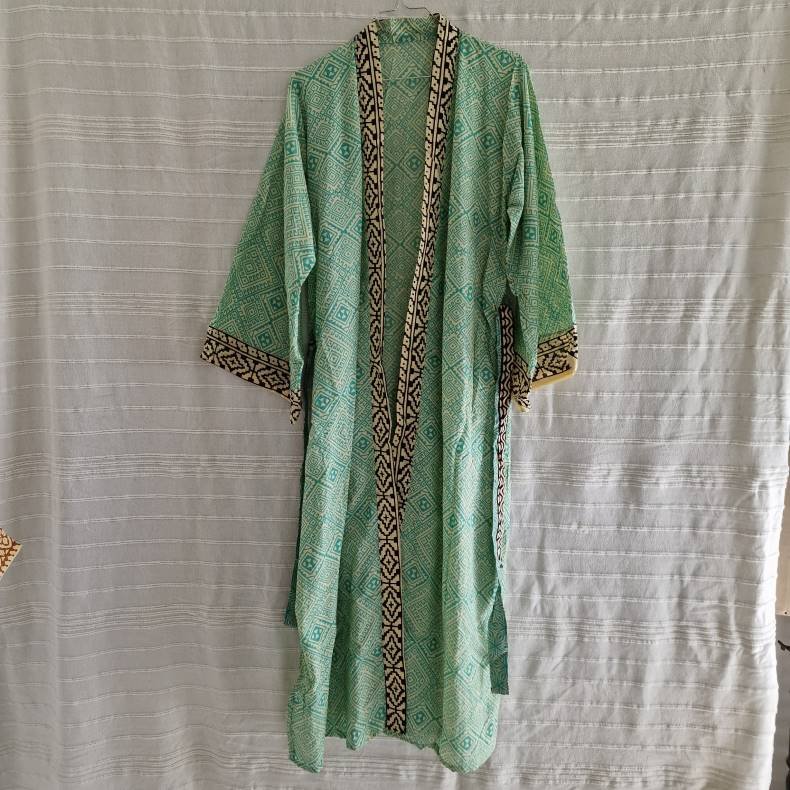 Bomulds kimono bloktryk lang No.11