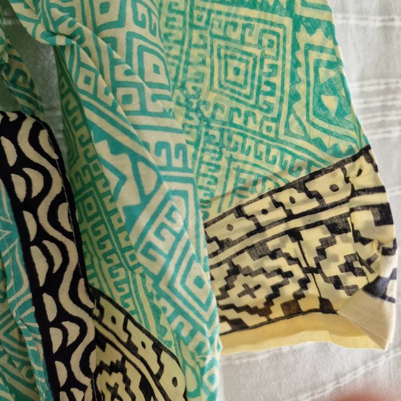 Bomulds kimono bloktryk lang No.11