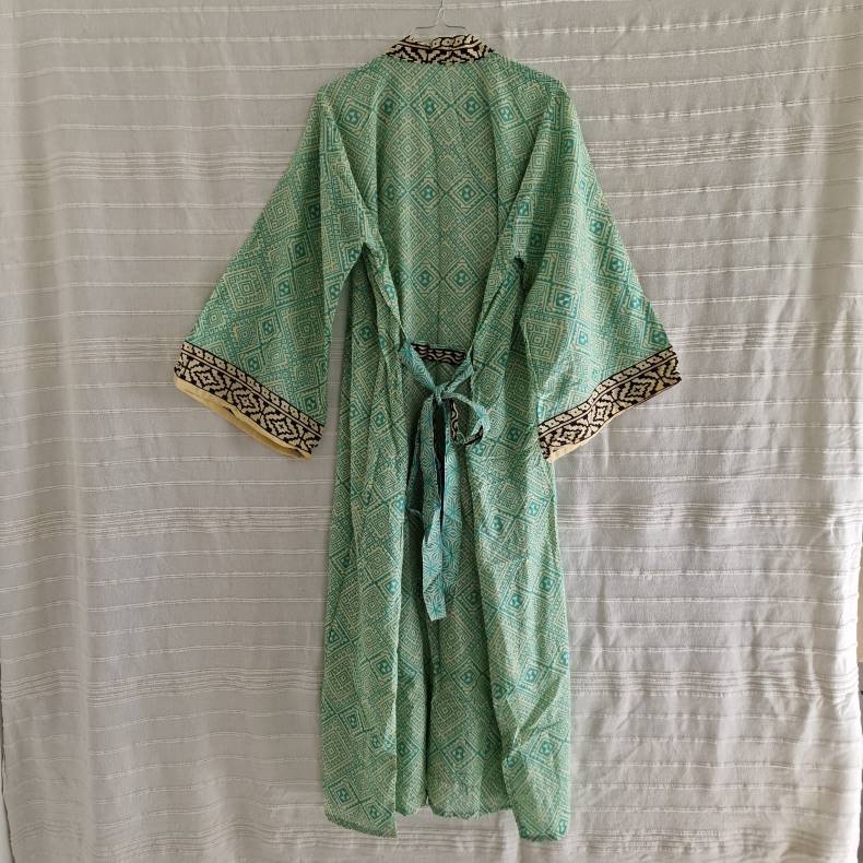 Bomulds kimono bloktryk lang No.11