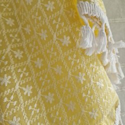 Bomulds kaftan med broderi gul