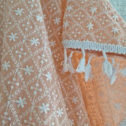 Bomulds kaftan med broderi fersken