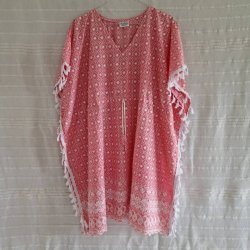 Bomulds kaftan med broderi rosa