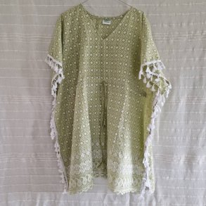 Bomulds kaftan med broderi grn