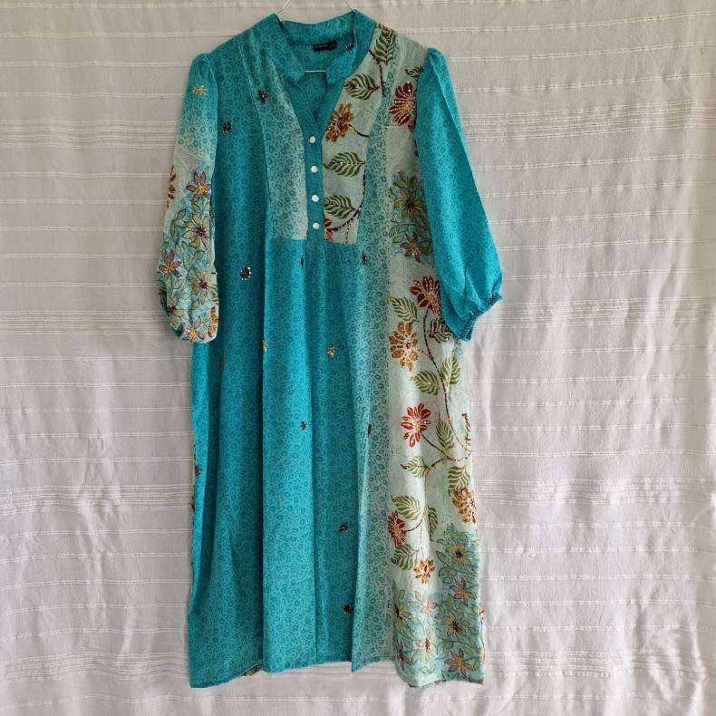 Iris vintage silke kjolen l/xl No. 17