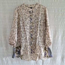 Skjorte med skd vintage saree silke flde/grn/bl s/m