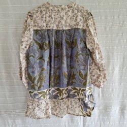 Skjorte med skd vintage saree silke flde/grn/bl s/m