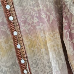 Skjorte med skd vintage saree silke gr/rosa/gul s/m