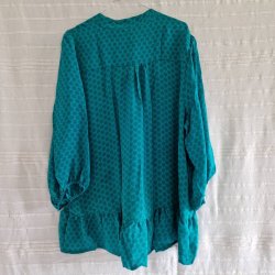 Skjorte med skd vintage saree silke grnturkis l/xl