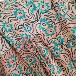 Skjorte med sk�d vintage saree silke beige/sort/turkis l/xl