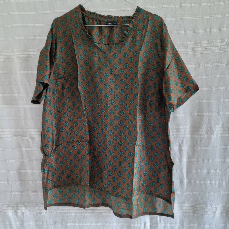 Lilje T-shirt Unika Vintage silke saree l/xl No.9