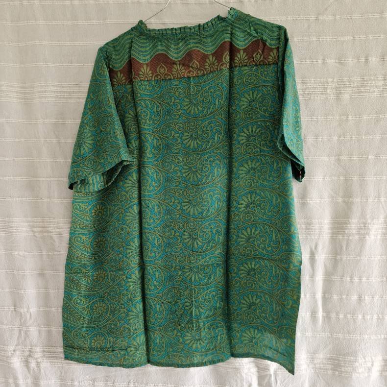 Lilje T-shirt Unika Vintage silke saree l/xl No.11