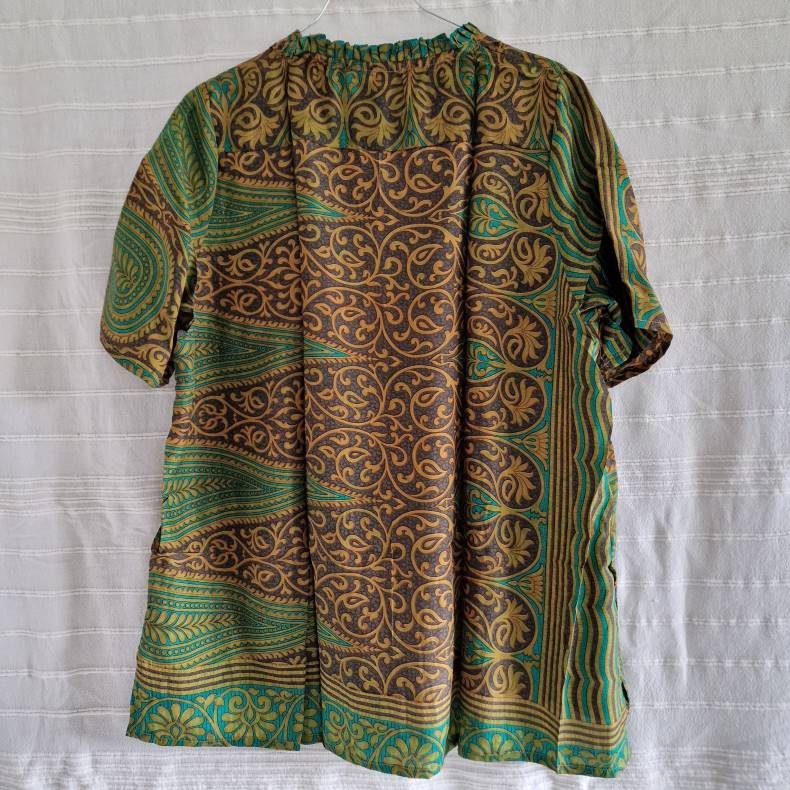 Lilje T-shirt Unika Vintage silke saree l/xl No.19