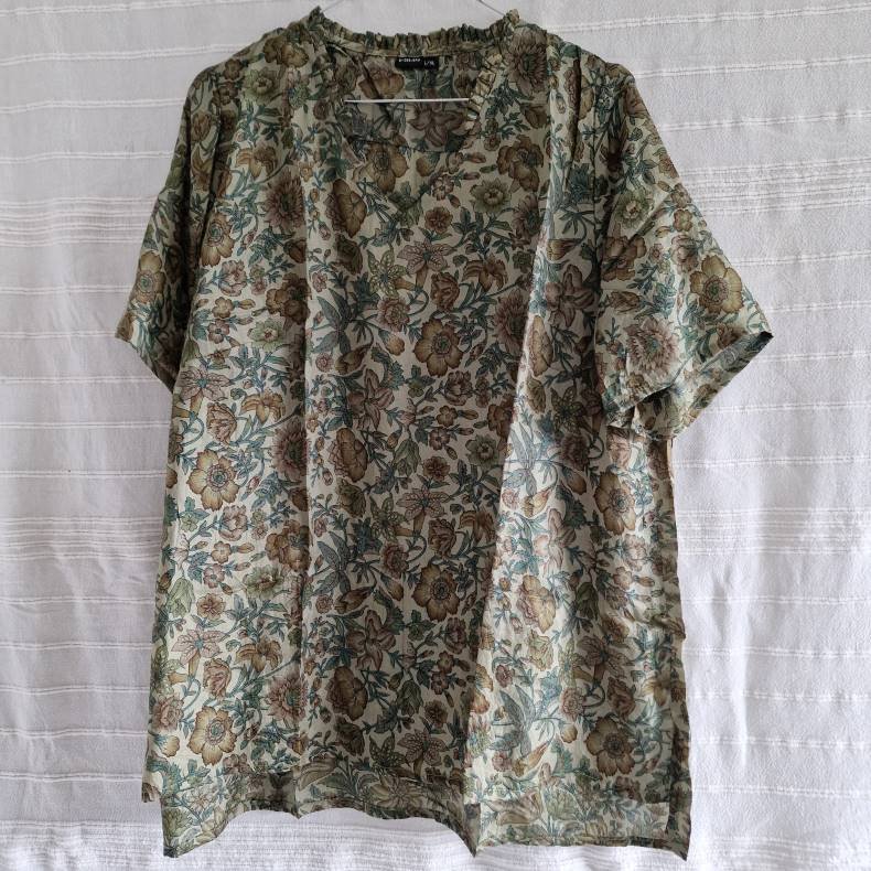 Lilje T-shirt Unika Vintage silke saree l/xl No.21