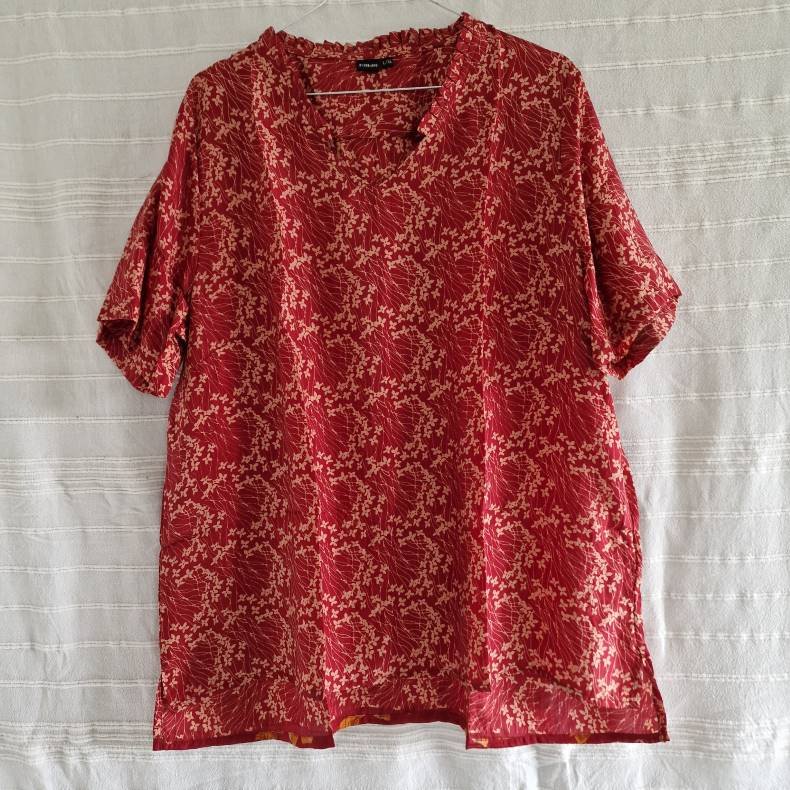 Lilje T-shirt Unika Vintage silke saree l/xl No.26
