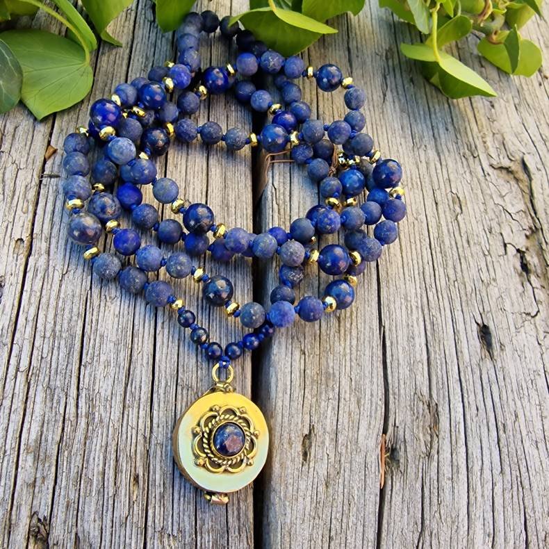 Lapis lazuli bl medaljon luksus boheme mala