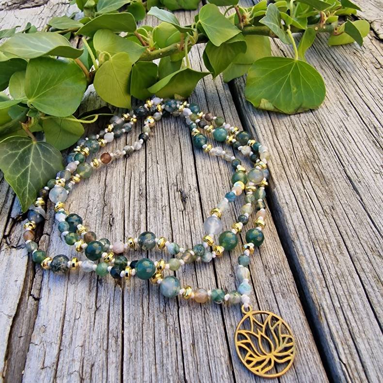 Moss agate petit flower luksus boheme mala 