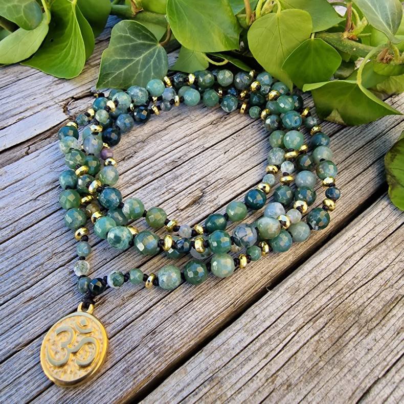 Moss agate ohm Luksus boheme mala