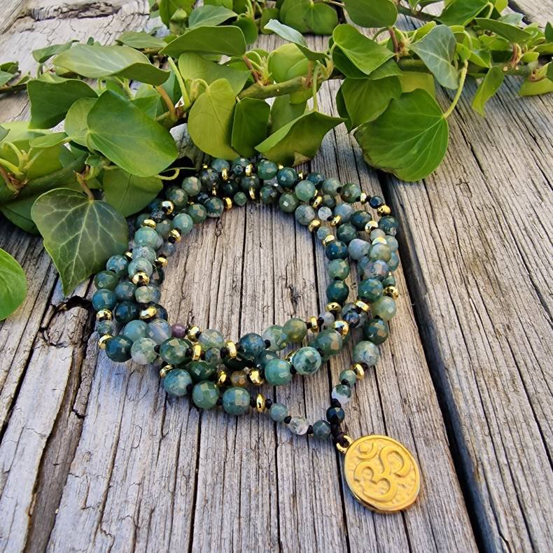 Moss agate ohm Luksus boheme mala