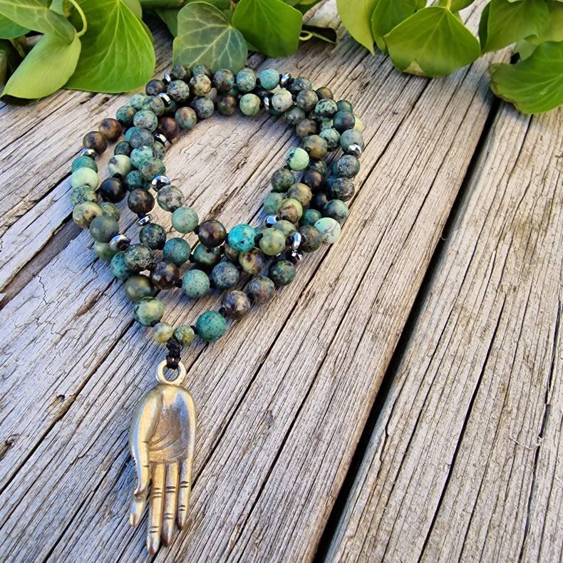 Afrikansk turkis mudra S luksus boheme mala