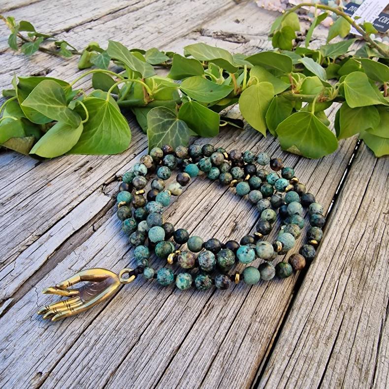 Afrikansk turkis Mudra G luksus boheme mala