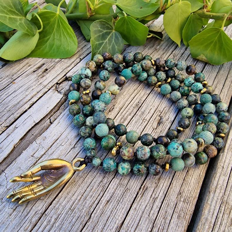 Afrikansk turkis Mudra G luksus boheme mala