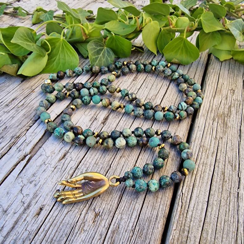 Afrikansk turkis Mudra G luksus boheme mala