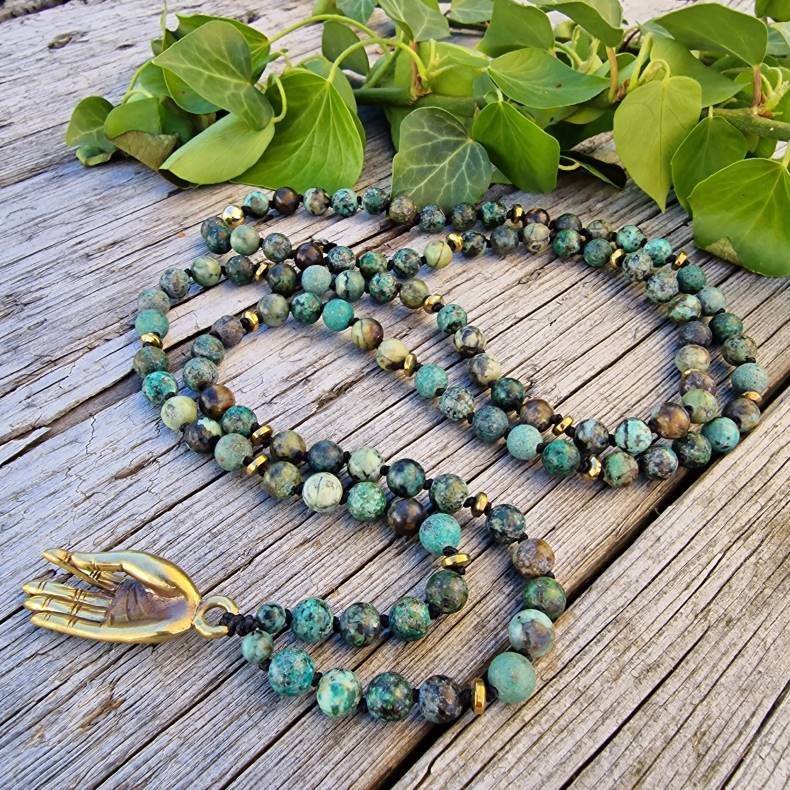 Afrikansk turkis Mudra G luksus boheme mala