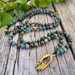 Afrikansk turkis Mudra G luksus boheme mala