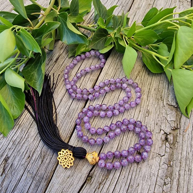 Amatyst mandala mala G 6 mm