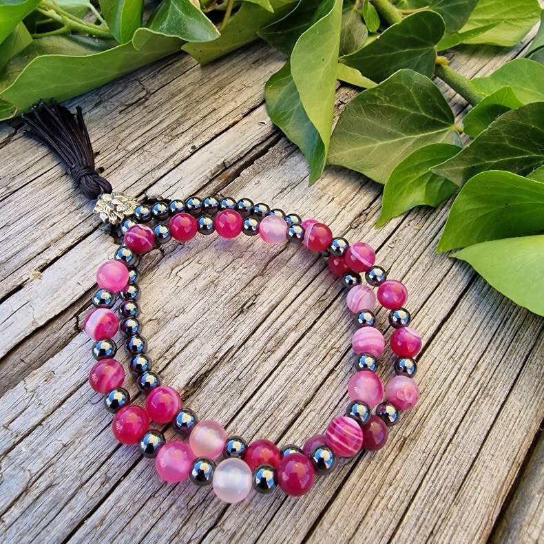 Mala braclet pink agate