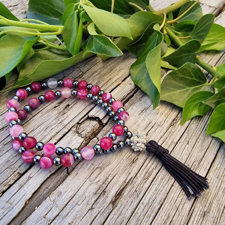 Mala braclet pink agate