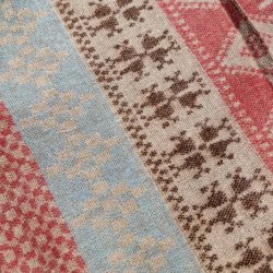 Grafisk uldtppe lysebl/rosa/brun