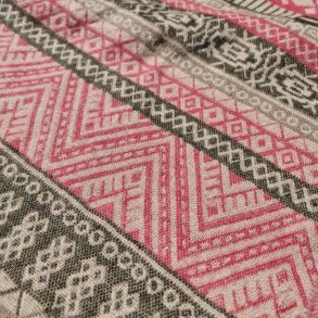 Grafisk uldtppe brun/rosa med tern