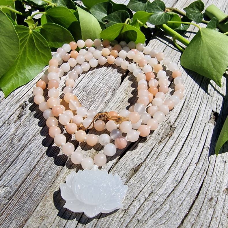 Aventurin fersken jade lotus Luksus boheme mala