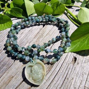 Moss agate Hjerte buddha luksus boheme mala