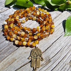 Orange/gul agate hamsa luksus boheme mala