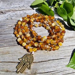 Orange/gul agate hamsa luksus boheme mala