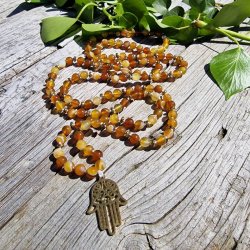 Orange/gul agate hamsa luksus boheme mala