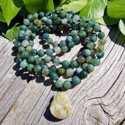 Moss agate happy sten buddha luksus boheme mala