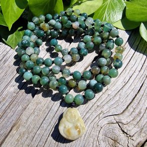 Moss agate happy sten buddha luksus boheme mala