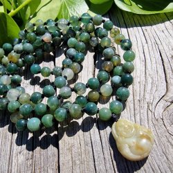 Moss agate happy sten buddha luksus boheme mala