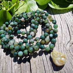Moss agate happy sten buddha luksus boheme mala