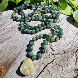 Moss agate happy sten buddha luksus boheme mala
