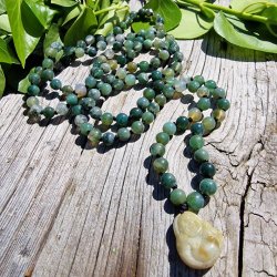 Moss agate happy sten buddha luksus boheme mala