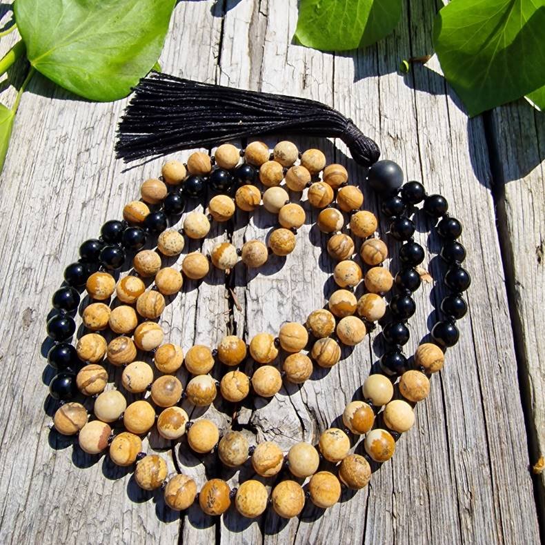 Natur/sort unisex mala, 8mm